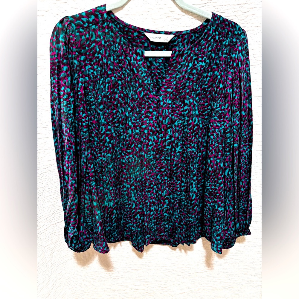 Nine West Polyester teal and Purple top